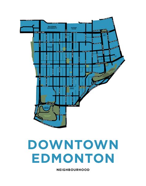 Downtown Edmonton Neighbourhood Map Print – Jelly Brothers