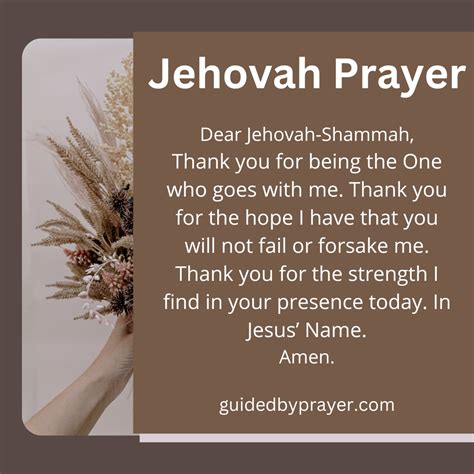 Jehovah Prayer – Guided by Prayer