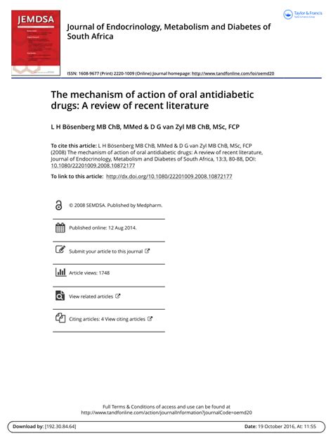 (PDF) The mechanism of action of oral antidiabetic drugs: A review of ...