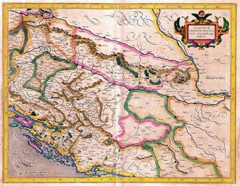 1609 map of Slavonia, Croatia, Bosnia and a part of Dalmatia - by G ...