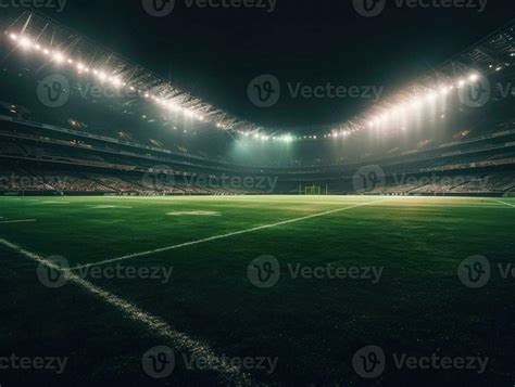 Football stadium with bright lights and seats Created with technology ...