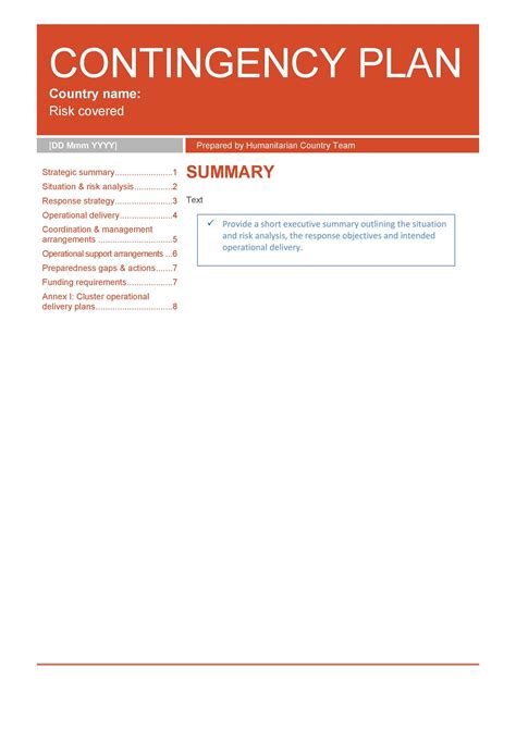 Contingency Planning Template