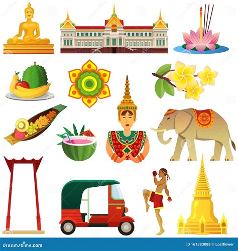 Thai Vector Icons. Thailand Symbols. Stock Vector - Illustration of ...