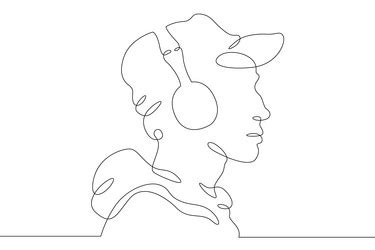 Man with headphones bluetooth headset young man Vector Image