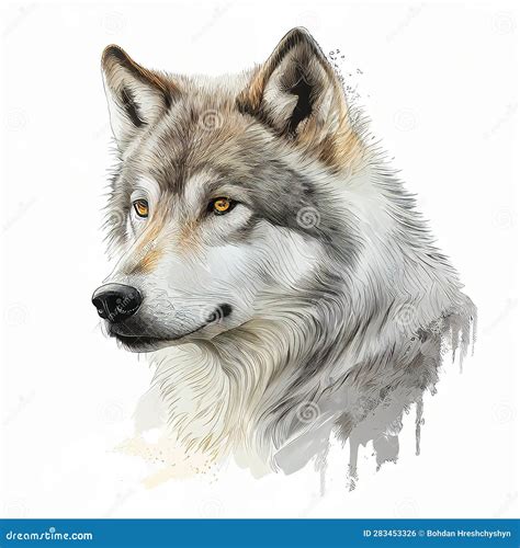 Wolf Digital Art Illustration. Stock Illustration - Illustration of portrait, digital: 283453326