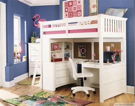 Small Bedroom Ideas For Kids With Stylish Student Desk | Girls loft bed, Loft bunk beds, Kids ...
