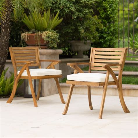 Outdoor Teak Finish Acacia Wood Arm Chair (Set of 2) - Walmart.com ...