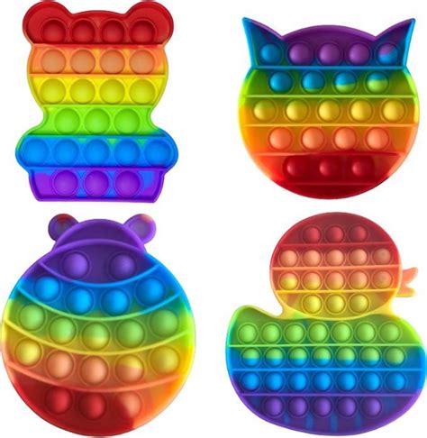 bol.com | Pop It - fidget - Rainbow Set van 4 leuke Pop Its