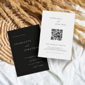 Black Minimalist Modern QR Code Wedding Invitation | Zazzle