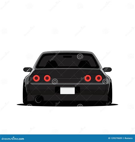 Cartoon Japan Tuned Car Isolated. Back View Stock Vector - Illustration of japanese, drawn ...