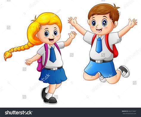 Happy School Kids School Uniform Stock Illustration 662219467 | Shutterstock