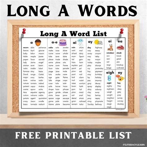 Word list of long a words