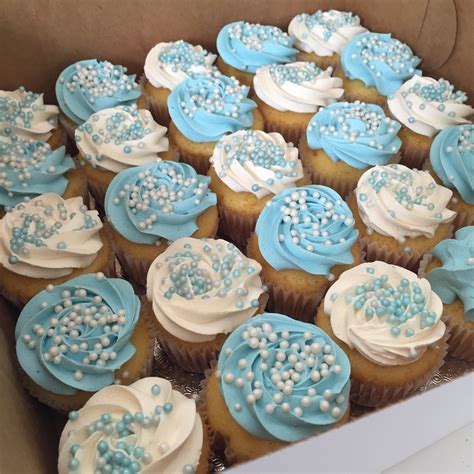 Blue and white baby shower cupcake | All things cake!!! | Pinterest | White baby showers, Baby ...