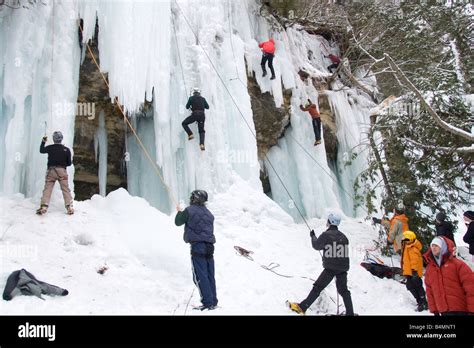 Ice climbing during Michigan Ice Fest at Pictured Rocks National ...