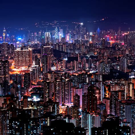 Download wallpaper: Hong Kong night lights 2048x2048