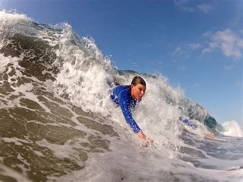 My friend Bruce Olinder captured me body surfing on Santa Monica beach ...