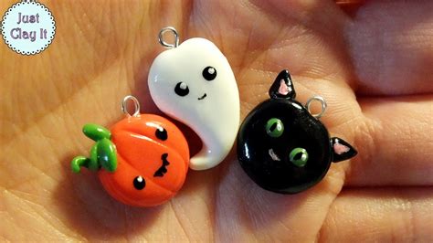 3 DIY Halloween polymer clay charms tutorial - YouTube