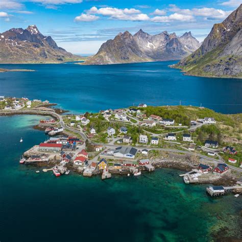 Aerial View of Reine, Lofoten Islands, Norway. the Fishing Village of Reine. Spring Time in ...