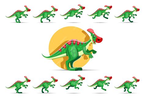 Premium Vector | Cartoon running dinosaur character game animation