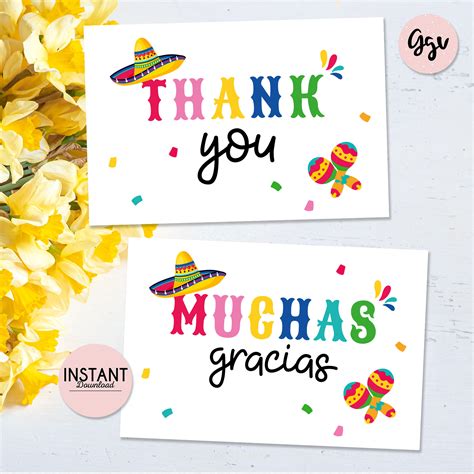 Mexican fiesta gracias and thank you cards mexican fiesta | Etsy