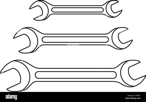 Line art black and white spanner set Stock Vector Image & Art - Alamy