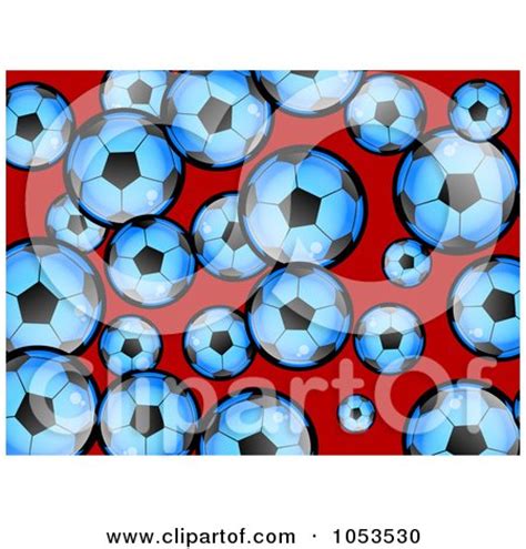 Royalty-Free Clip Art Illustration of a Background Pattern Of Blue Soccer Balls On Red by Prawny ...