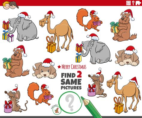 find two same cartoon animal characters on Christmas time 14816488 Vector Art at Vecteezy