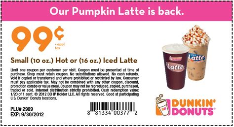 HOT! 6 New Dunkin Donuts Coupons: $0.99 Latte and more! | Living Rich ...