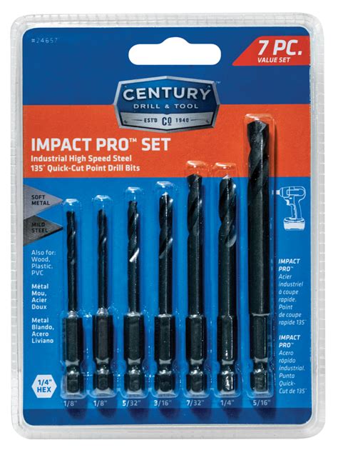 7 Piece Impact Pro Black Oxide Drill Bit Set – Century Drill & Tool