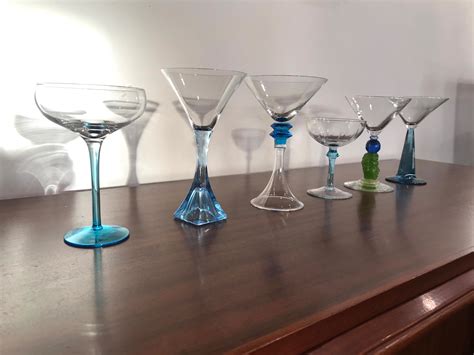 Set of Mixed Vintage Bombay Sapphire Martini Glasses - Artedeco ...