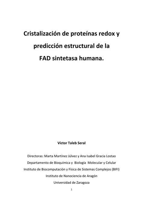 (PDF) Cristalización de proteínas redox y predicción estructural ...