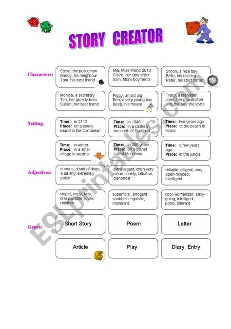 STORY CREATOR - ESL worksheet by kiru