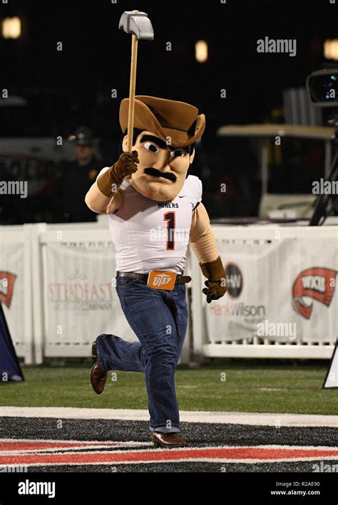 November 17, 2018 UTEP Miners mascot during a NCAA football game ...