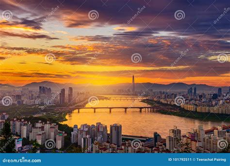 Seoul city Skyline. stock image. Image of landscape - 101792511