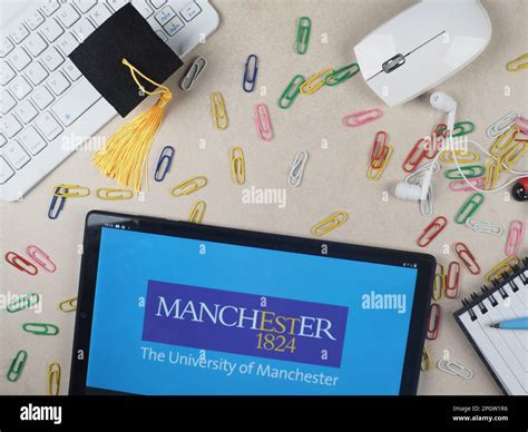 In this photo illustration, The University of Manchester logo seen ...