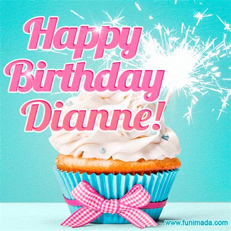 Happy Birthday Dianne! Elegang Sparkling Cupcake GIF Image. — Download on Funimada.com