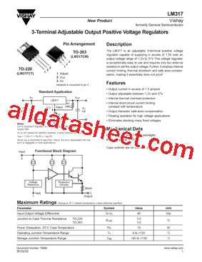 LM317 Datasheet(PDF) - Vishay Siliconix