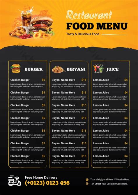 Restaurant Menu Design Templates Free Download