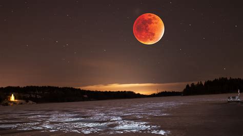 Photo of the Blood Moon earlier today [composition], [edit], [color], [exposure] : r/photocritique