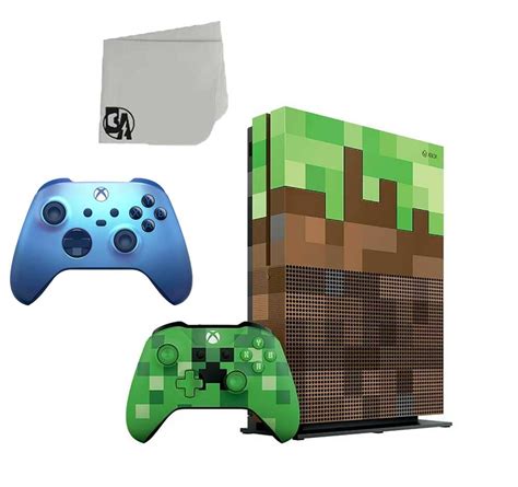 Microsoft Xbox One S Minecraft Limited Edition 1TB Gaming Console with Aqua Shift Controller ...