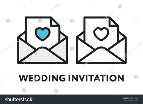 Wedding Invitation Envelope Heart Vector Flat Stock Vector (Royalty ...