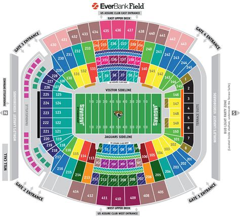 Everbank field seating map - Everbank field stadium map (Florida - USA)