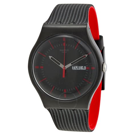 Swatch Open Box - Swatch Gaet Black Dial Black Silicone Men's Watch SUOB714 - Watches, Other ...