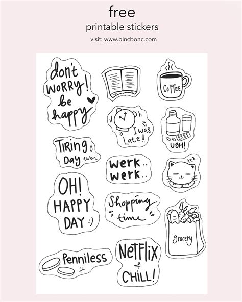 Black And White Journal Stickers Printable