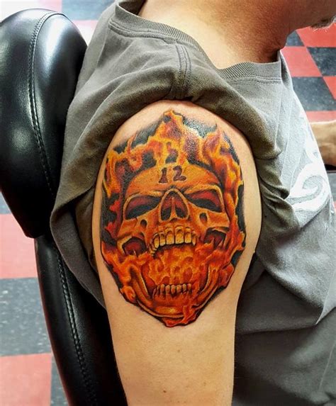 Fire Skull Tattoo by Jesse Neumann: TattooNOW