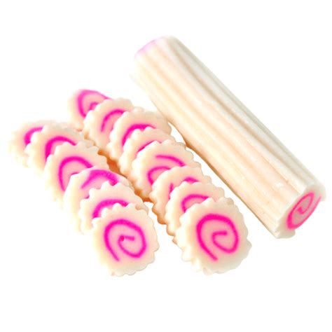 Narutomaki is a type of surimi (fishcake) produced in Japan characterized by its spiral pattern ...