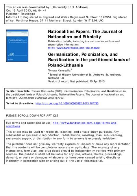 (PDF) Germanization, Polonization, and Russification in the Partitioned Lands of Poland ...