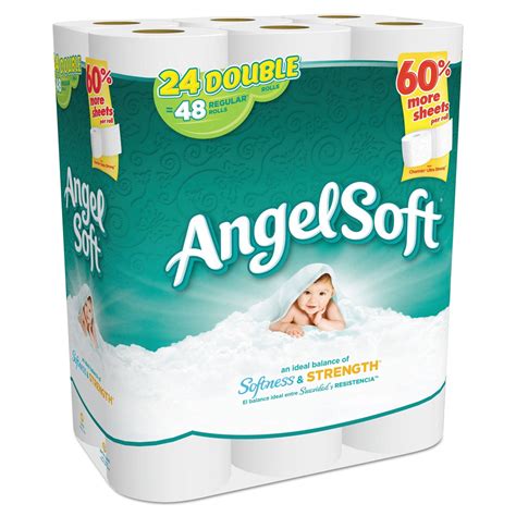 Angel Soft Double-Roll Bathroom Tissue, Septic Safe, 2-Ply, White, 264 Sheets/Roll, 24/Pack, 2 ...