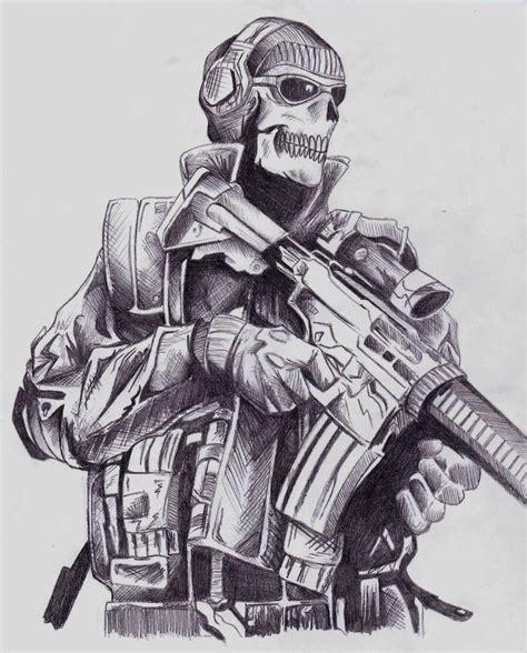 Call Of Duty Ghosts Sketch at PaintingValley.com | Explore collection of Call Of Duty Ghosts Sketch