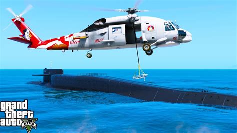 GTA 5 Navy Helicopter Submarine Rescue Mission - YouTube